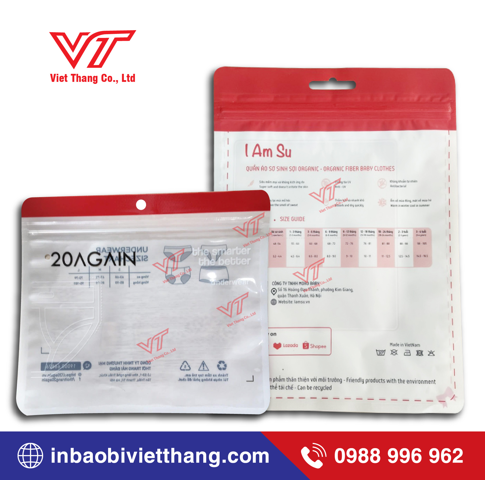 Túi zipper đáy đứng giá sỉ tại Hà Nội